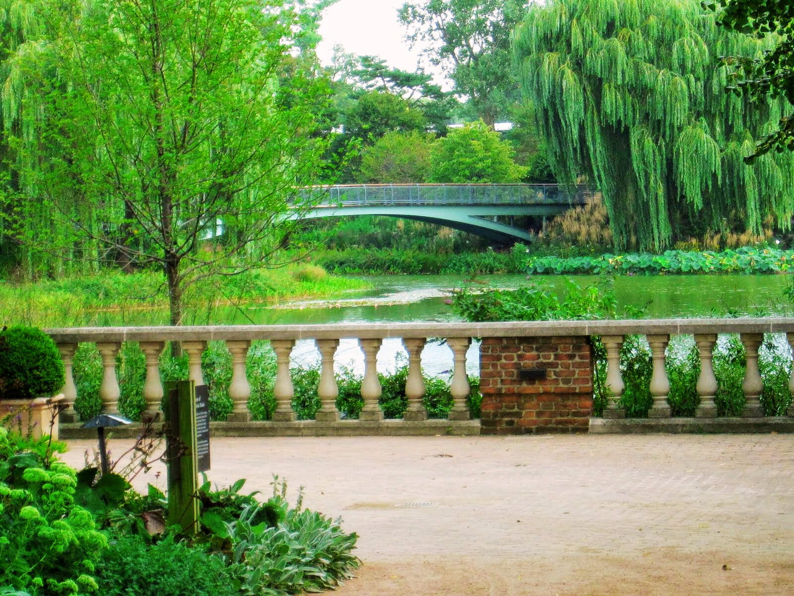 Bridge and pathway at the Chicago Botanic Garden.