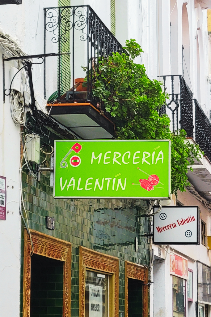 Here's one of the pretty balconies of Zafra, Spain, located over Merceria Valentin.